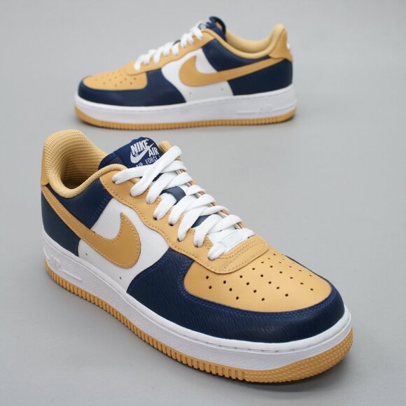 Nike Ladies 9.5 Air Force 1 AF1 Blue Gold/yellow White Shoes Sneakers AQ3778-994 - Picture 1 of 12